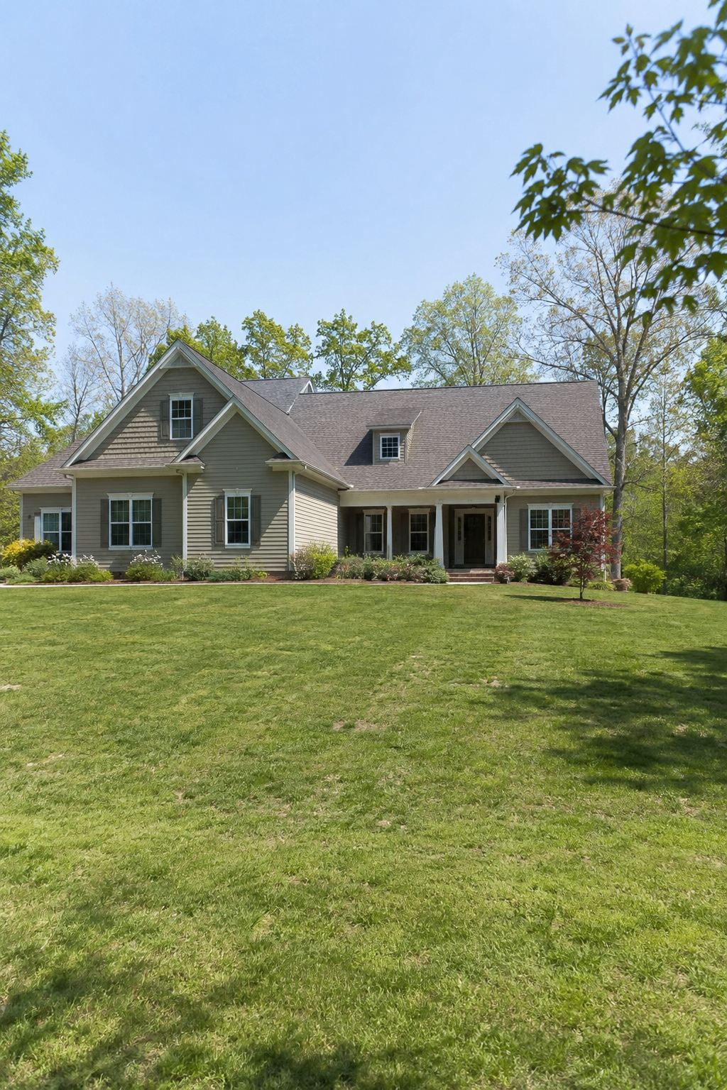 A beautifully maintained home with manicured lawn